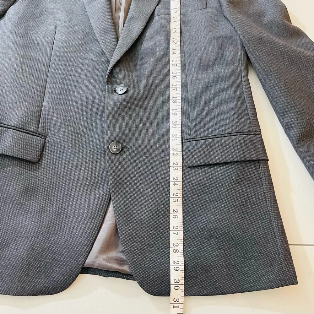 Calvin Klein Wool Natural Stretch Men Suit Blazer Jacket 42R Black Pockets